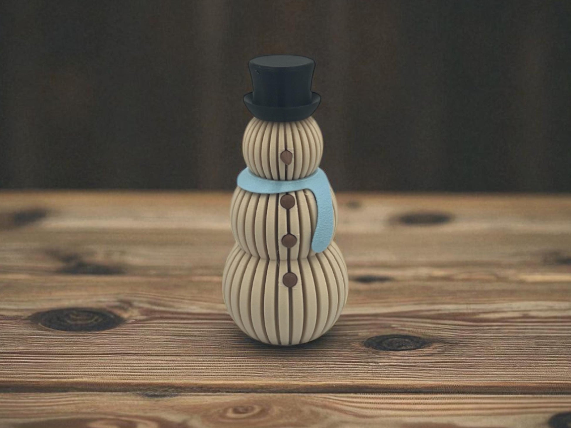 3D Printed Snowman Tea Light Holder | Holiday Winter Decoration | Christmas Mantel Decor | Gift for Home | White or Beige with Scarf - Beige w/green
