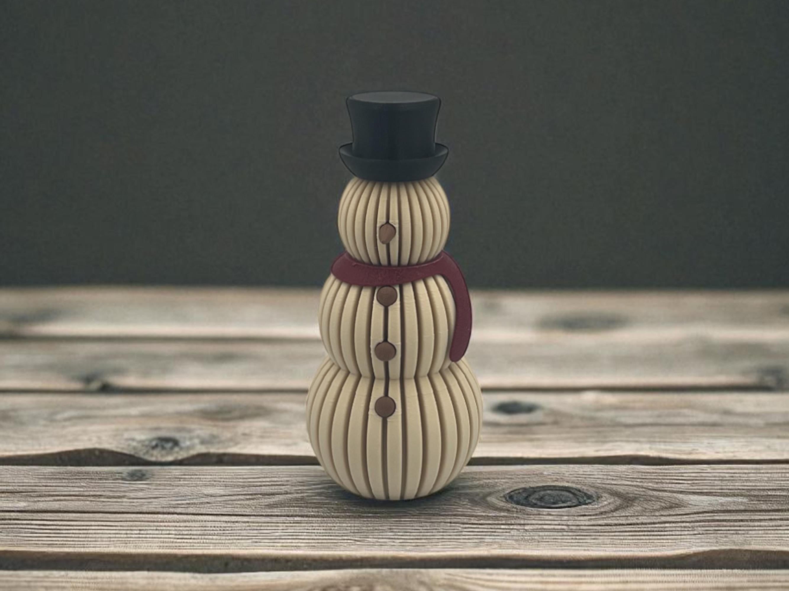 3D Printed Snowman Tea Light Holder | Holiday Winter Decoration | Christmas Mantel Decor | Gift for Home | White or Beige with Scarf - White w/burgundy