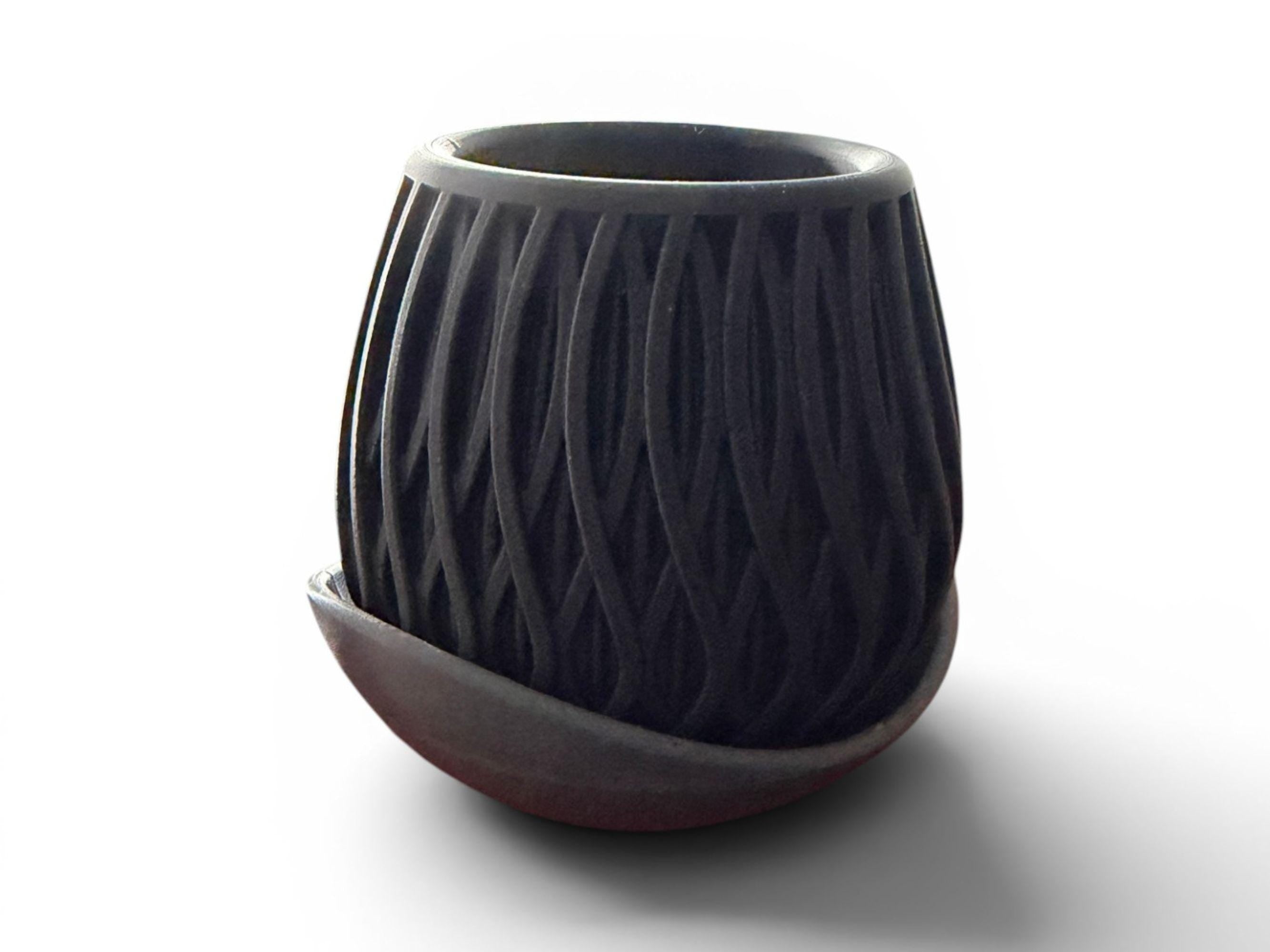 Modern 3D Printed Planter with Drip Plate | Eco-Friendly PLA Succulent Pot - Beige