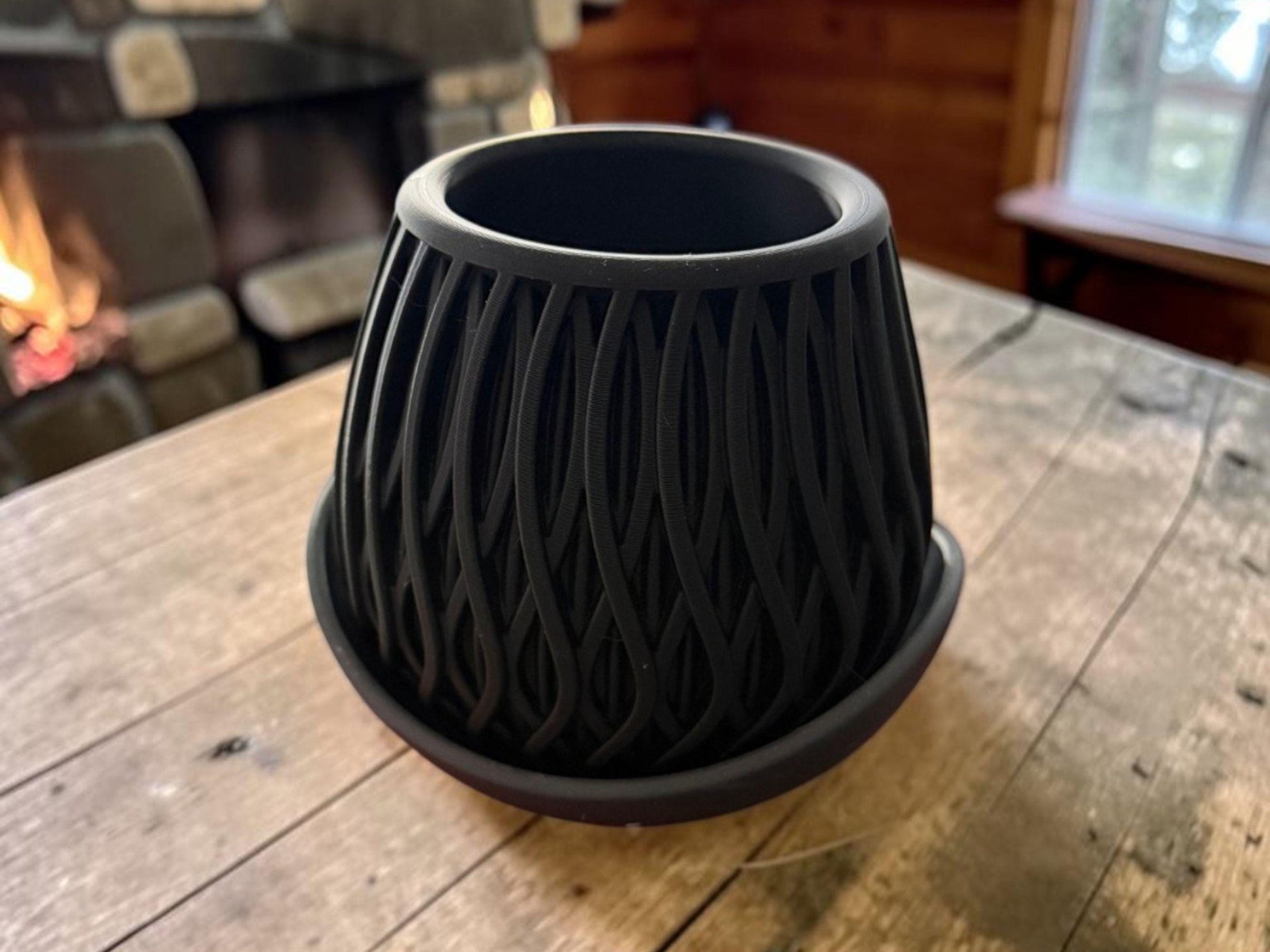 Modern 3D Printed Planter with Drip Plate | Eco-Friendly PLA Succulent Pot - Matte Black