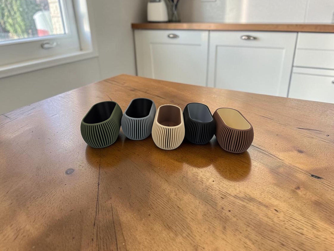 Modern Planters with Removable Drip Plate For Bonsai| Eco-Friendly PLA | Housewarming Gift| Indoor Plants - Olive Green